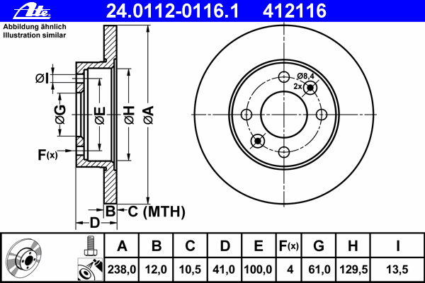 Тормозной диск ATE 24011201161