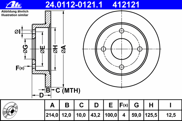 Тормозной диск ATE 24.0112-0121.1