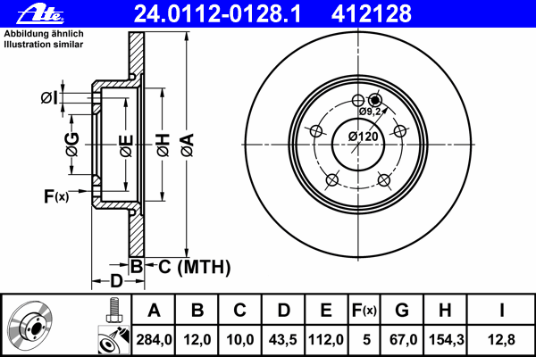 Тормозной диск ATE 24011201281