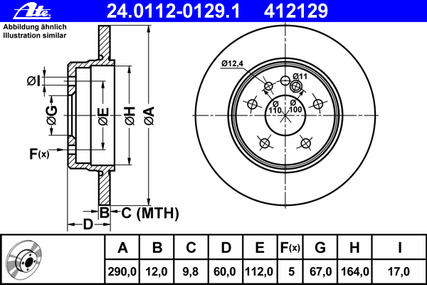 Тормозной диск ATE 24011201291