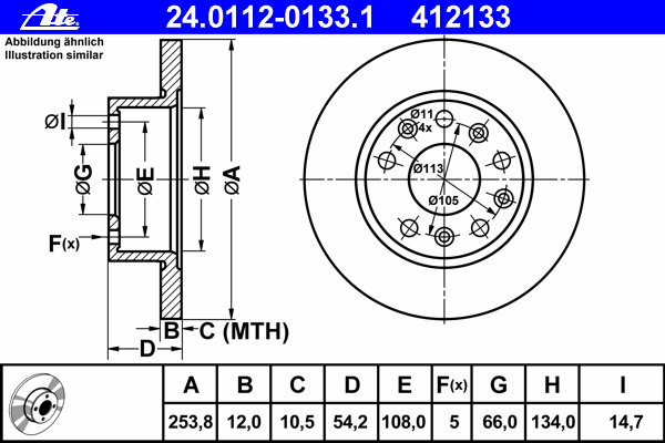 Тормозной диск ATE 24.0112-0133.1