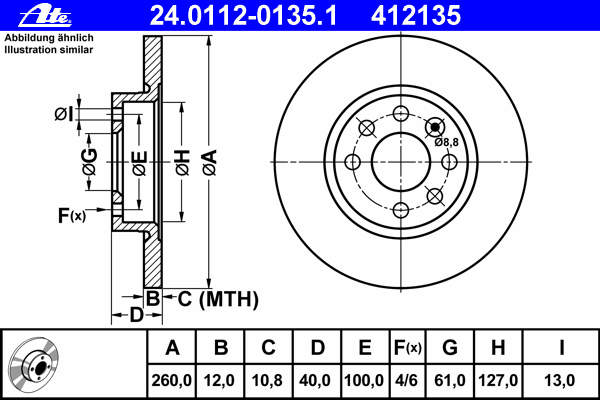 Тормозной диск ATE 24.0112-0135.1