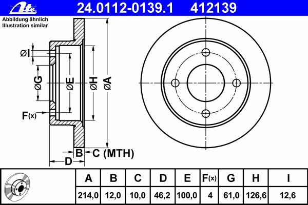 Тормозной диск ATE 24.0112-0139.1