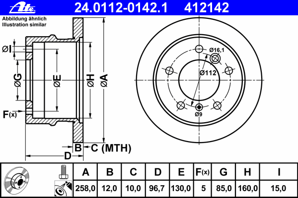Тормозной диск ATE 24.0112-0142.1