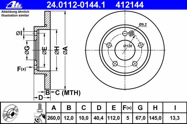Тормозной диск ATE 24.0112-0144.1