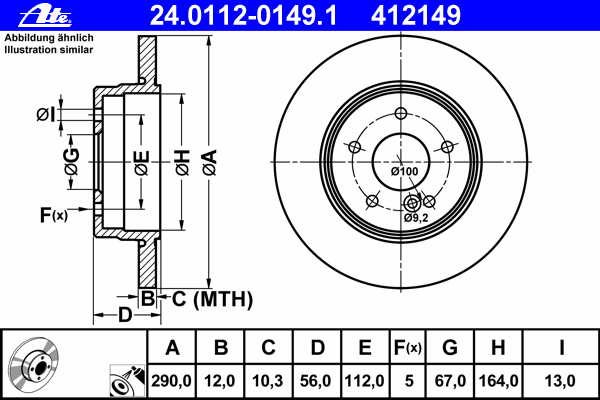 Тормозной диск ATE 24011201491