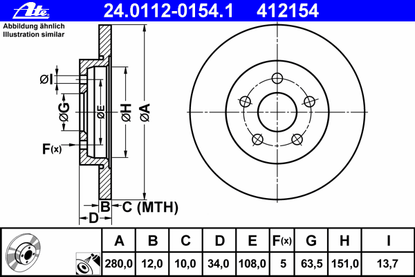 Тормозной диск ATE 24.0112-0154.1