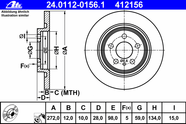 Тормозной диск ATE 24011201561