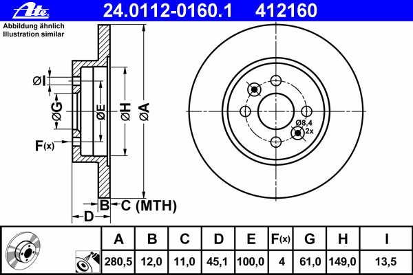 Тормозной диск ATE 24.0112-0160.1