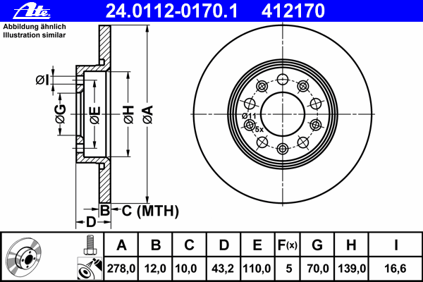 Тормозной диск ATE 24.0112-0170.1