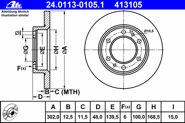 Тормозной диск ATE 24.0113-0105.1