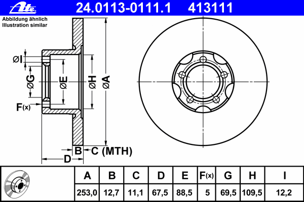 Тормозной диск ATE 24.0113-0111.1