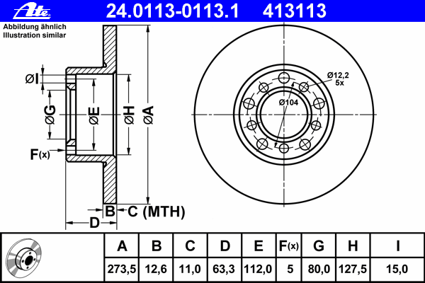 Тормозной диск ATE 24.0113-0113.1