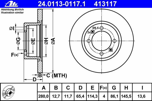 Тормозной диск ATE 24.0113-0117.1