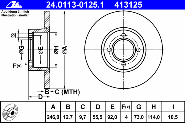 Тормозной диск ATE 24.0113-0125.1