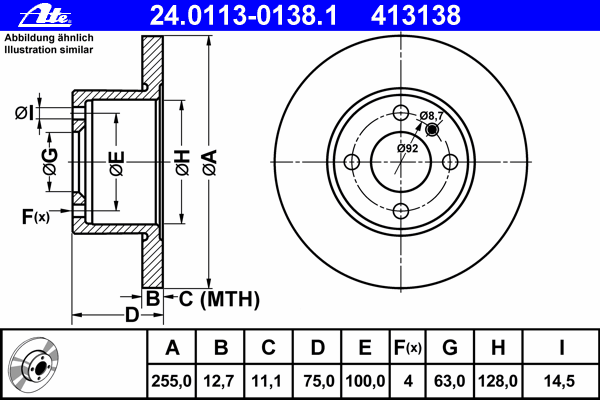 Тормозной диск ATE 24.0113-0138.1