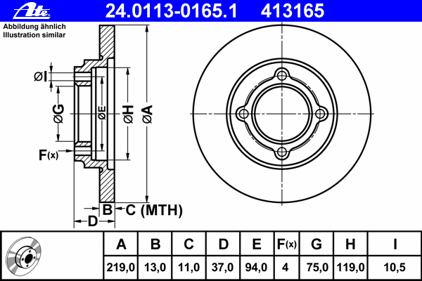 Тормозной диск ATE 24.0113-0165.1