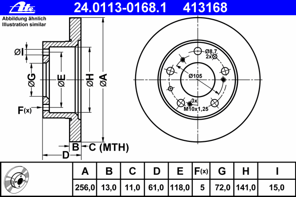 Тормозной диск ATE 24.0113-0168.1