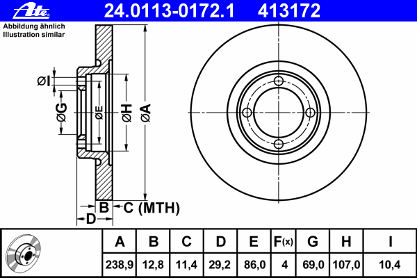 Тормозной диск ATE 24.0113-0172.1