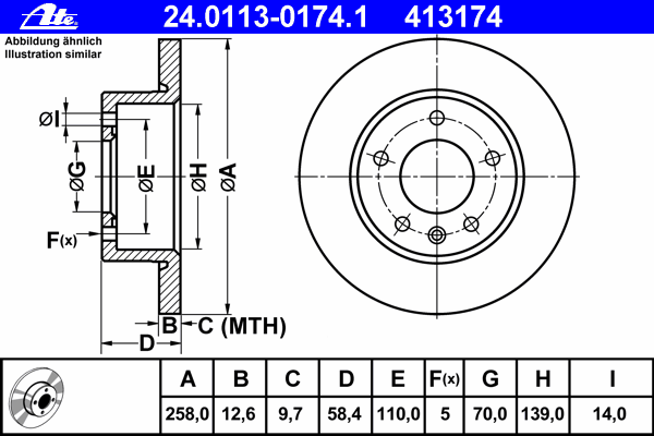 Тормозной диск ATE 24.0113-0174.1