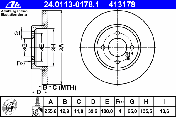Тормозной диск ATE 24.0113-0178.1