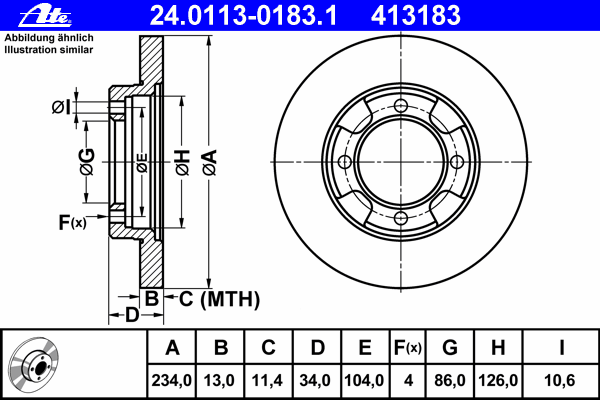 Тормозной диск ATE 24.0113-0183.1