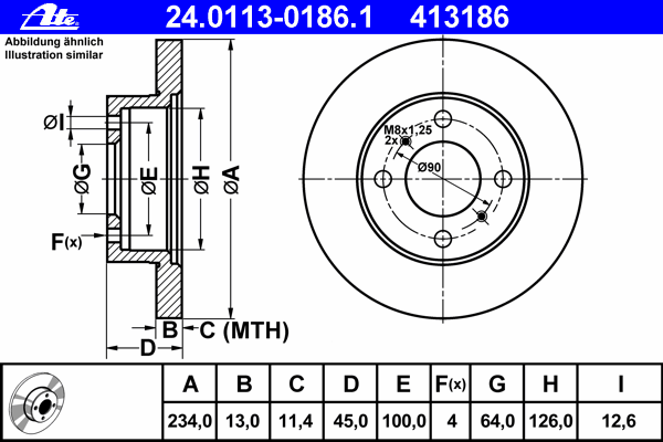 Тормозной диск ATE 24.0113-0186.1