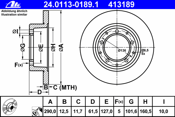 Тормозной диск ATE 24.0113-0189.1
