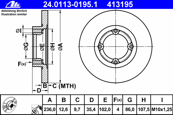Тормозной диск ATE 24.0113-0195.1