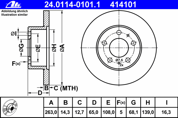 Тормозной диск ATE 24.0114-0101.1