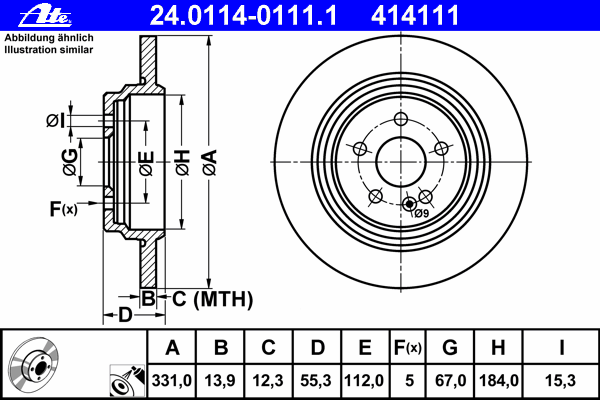 Тормозной диск ATE 24011401111