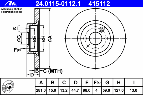 Тормозной диск ATE 24.0115-0112.1