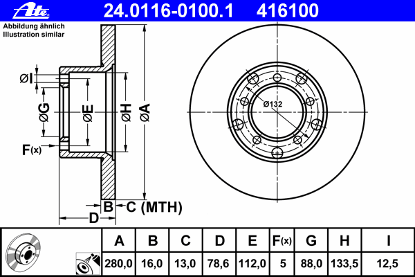 Тормозной диск ATE 24.0116-0100.1