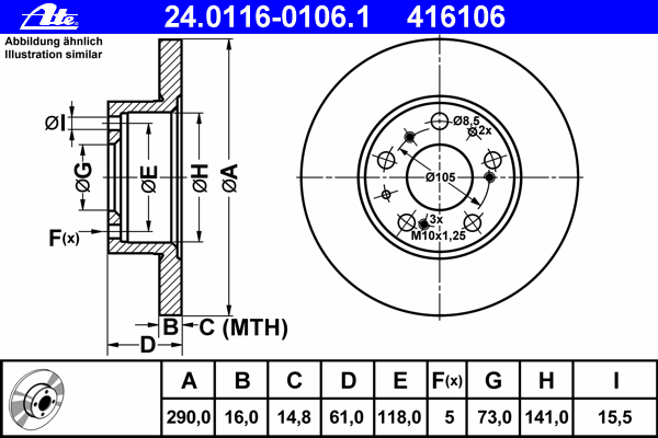Тормозной диск ATE 24.0116-0106.1