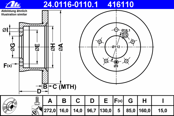 Тормозной диск ATE 24.0116-0110.1