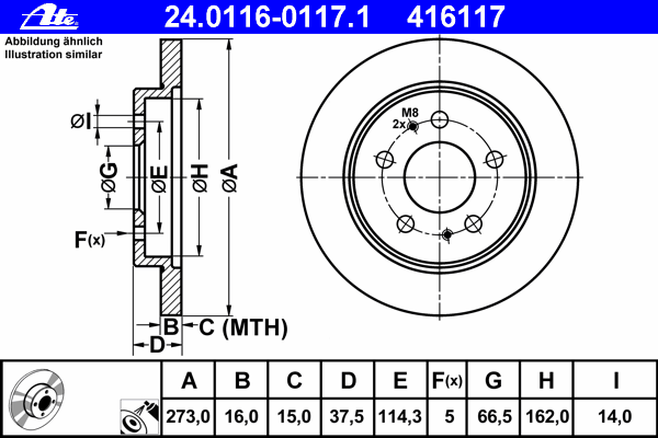 Тормозной диск ATE 24.0116-0117.1