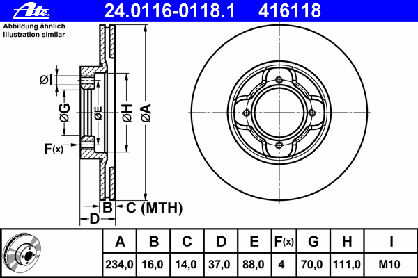 Тормозной диск ATE 24.0116-0118.1