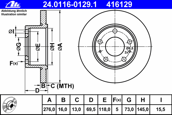 Тормозной диск ATE 24.0116-0129.1