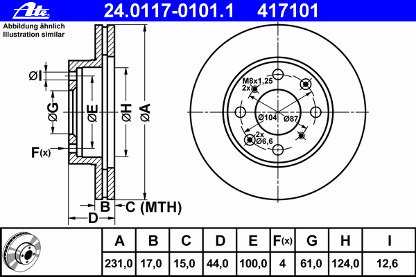 Тормозной диск ATE 24.0117-0101.1