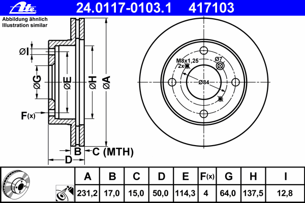 Тормозной диск ATE 24.0117-0103.1