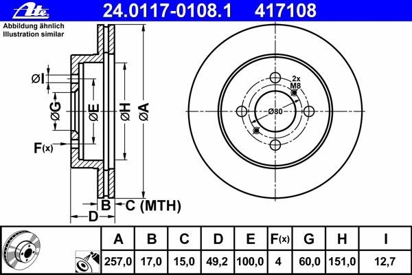 Тормозной диск ATE 24.0117-0108.1