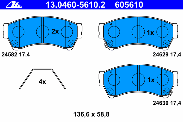 Комплект тормозных колодок, дисковый тормоз ATE 13.0460-5610.2