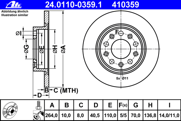 Тормозной диск ATE 24.0110-0359.1