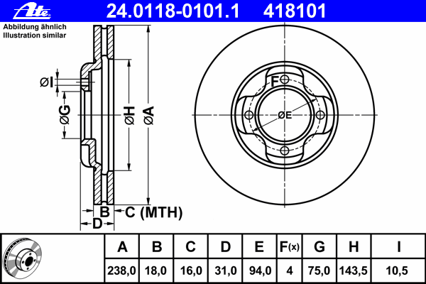 Тормозной диск ATE 24.0118-0101.1