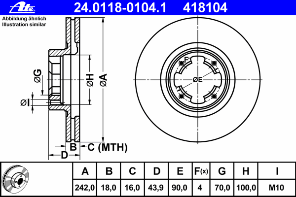 Тормозной диск ATE 24.0118-0104.1