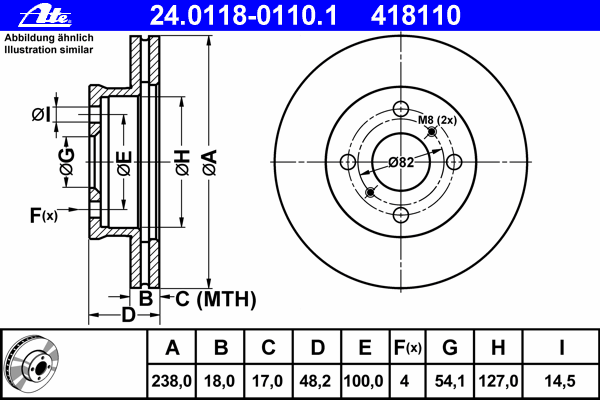 Тормозной диск ATE 24.0118-0110.1