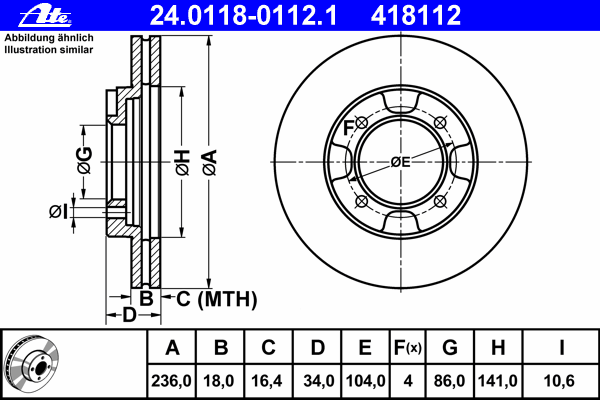 Тормозной диск ATE 24.0118-0112.1