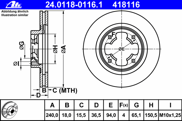 Тормозной диск ATE 24.0118-0116.1