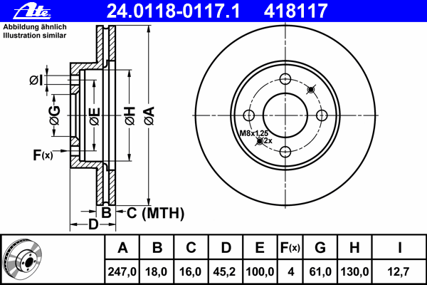 Тормозной диск ATE 24.0118-0117.1