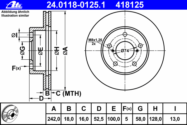 Тормозной диск ATE 24.0118-0125.1